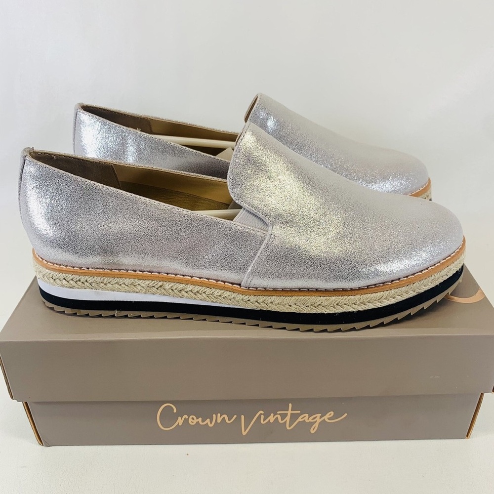 Crown Vintage Metallic Silver Loafers